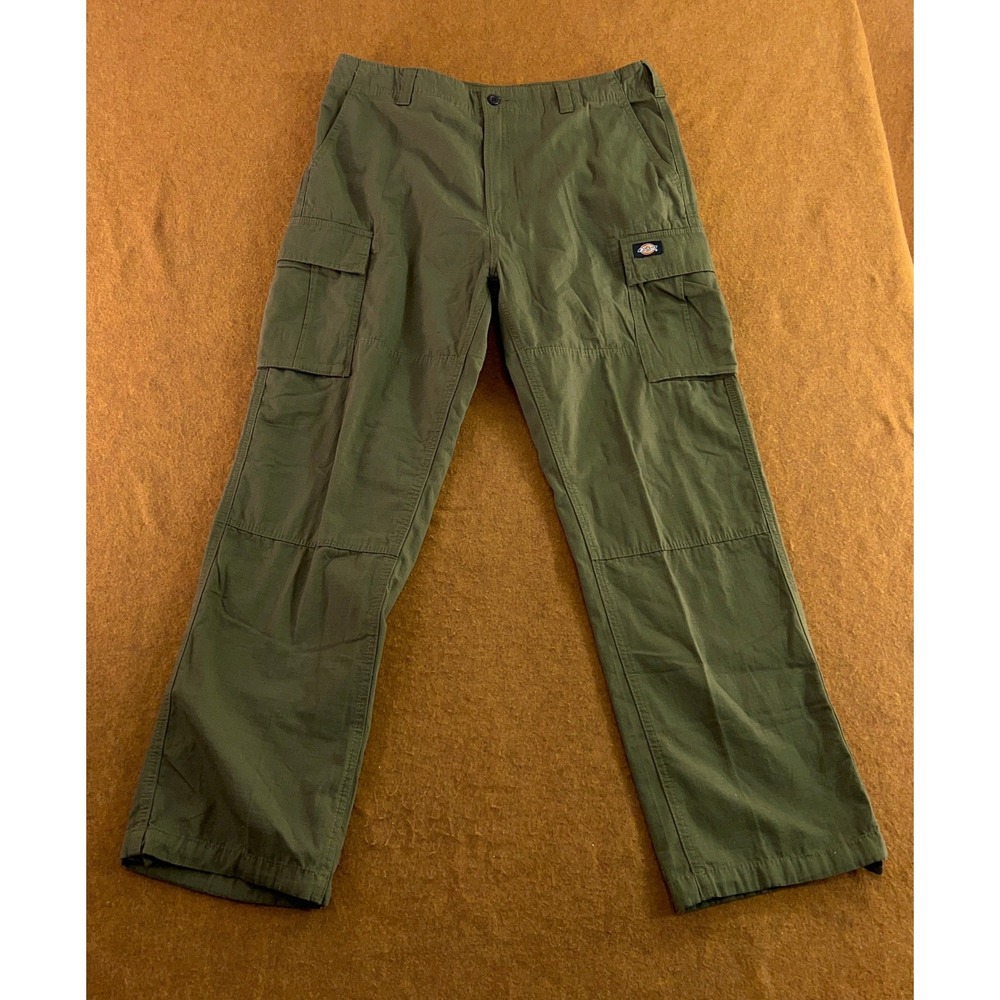Dickies Mens 36 Olive Green Ripstop Multi-Pocket Straight Leg Cargo Pants New